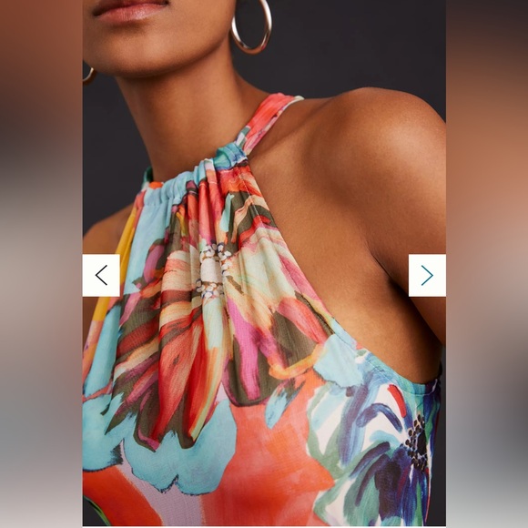 Anthropologie MAEVE Floral Halter Lined Midi Dress Size Small - Picture 3 of 13